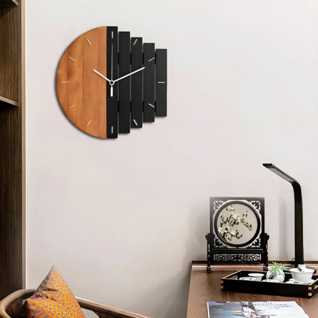 Large 3D Wood Wall Clock | Rustic Silent Quartz Timepiece