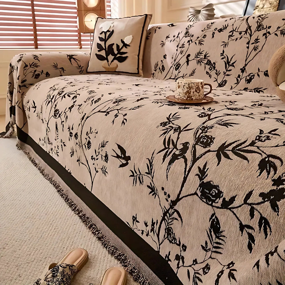 Damask Pattern Couch Cover | Elegant Floral Sofa Bedding