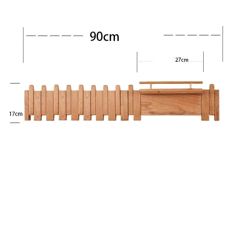 Dark Wood Entryway Wall Coat Rack