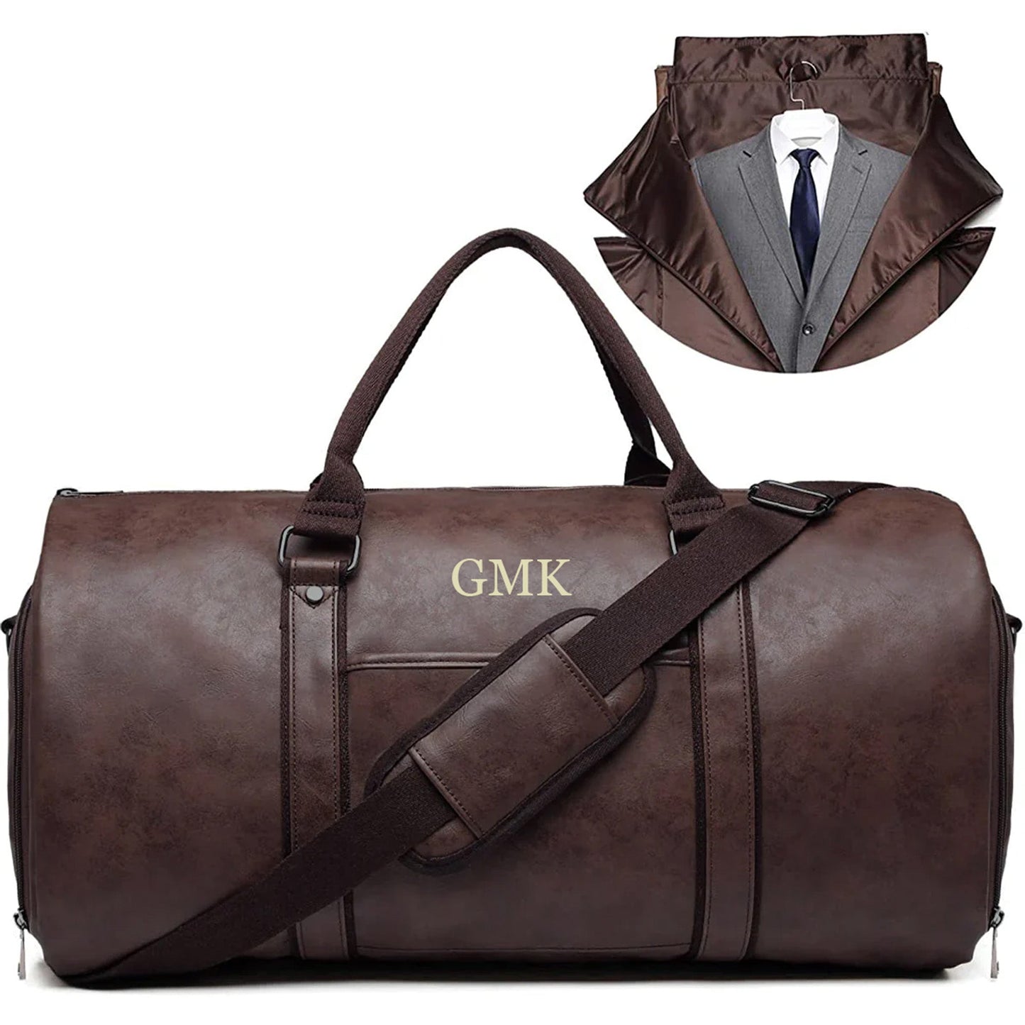 Leather Garment Duffel Bag | Convertible Travel Suit Bag