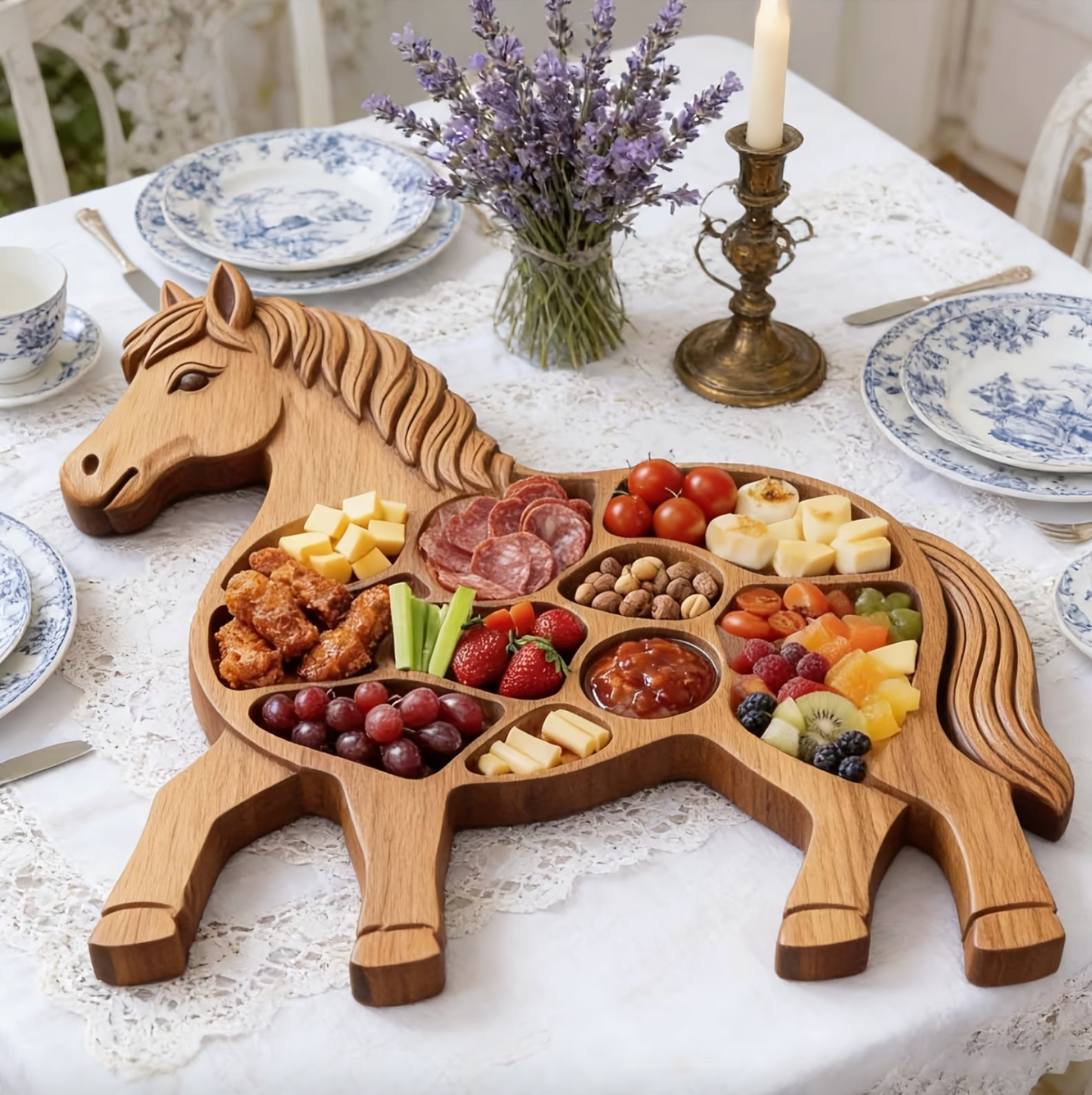 Horse Shaped Charcuterie Board | Rustic Wood Animal Design