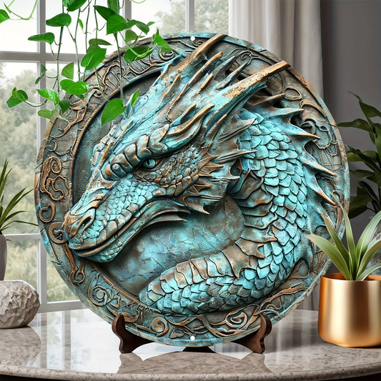 Khavareth Copperwyrm 2D Aluminum Dragon Wall Plaque