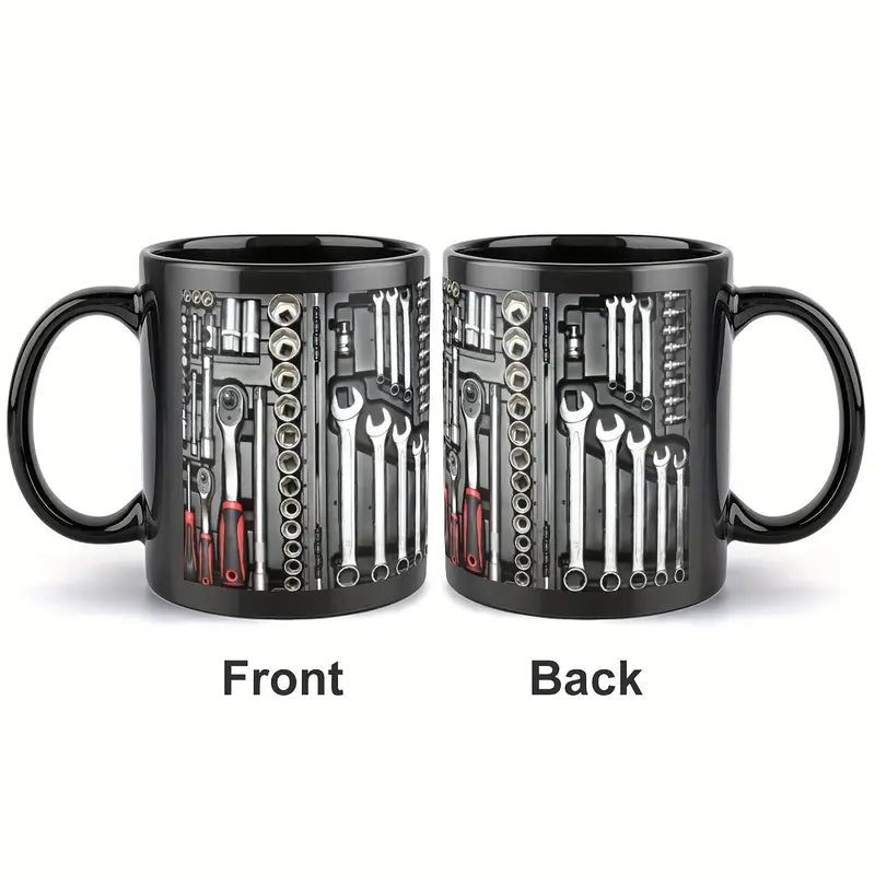 Mechanic Ceramic Coffee Cup | Socket and Wrench Print