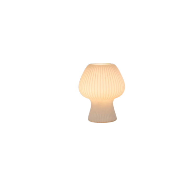 Mushroom Table Lamp | Vintage Ribbed Glass Bedside Table Desk Light
