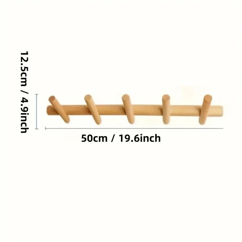 Wooden Coat Rack | Solid Oak Wall Mounted Hanging Organizer