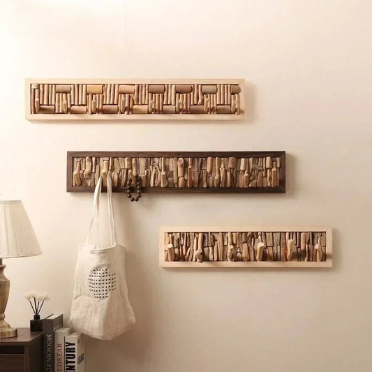 Wood Peg Rail Wall Coat Rack
