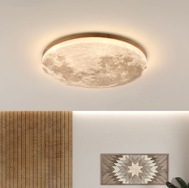 Moon-Style Round LED Flush Mount Ceiling Light