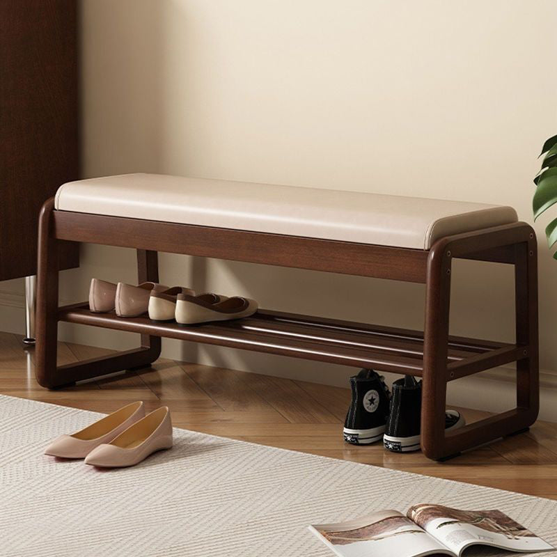 Shoe Bench with Shelf Solid Wood