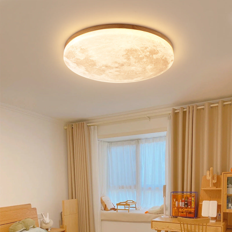 Moon-Style Round LED Flush Mount Ceiling Light