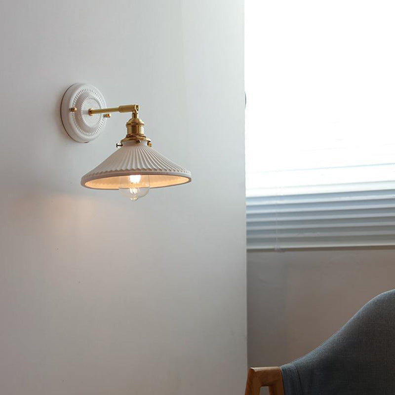 Japanese Ceramic Brass Wall Sconce