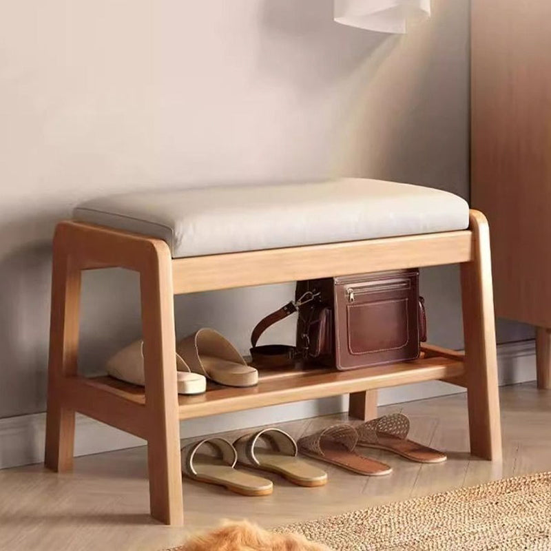 Shoe Bench with Shelf Solid Wood