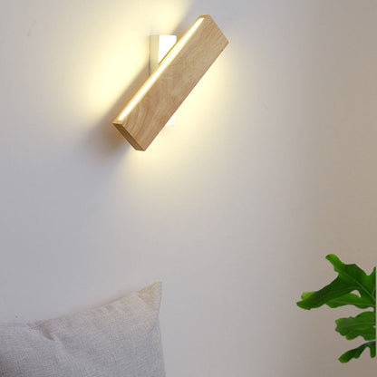Minimalist Wood Wall Sconce | Rotatable LED Bar