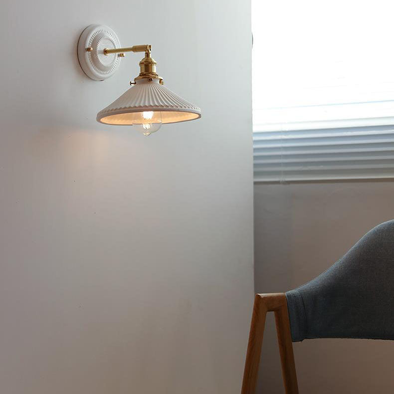 Japanese Ceramic Brass Wall Sconce