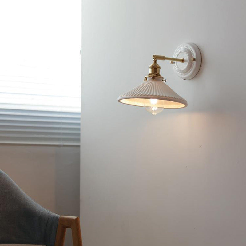 Japanese Ceramic Brass Wall Sconce