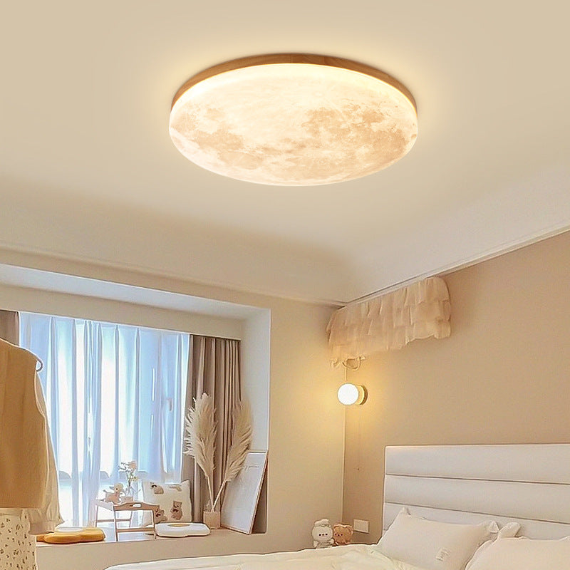 Moon-Style Round LED Flush Mount Ceiling Light