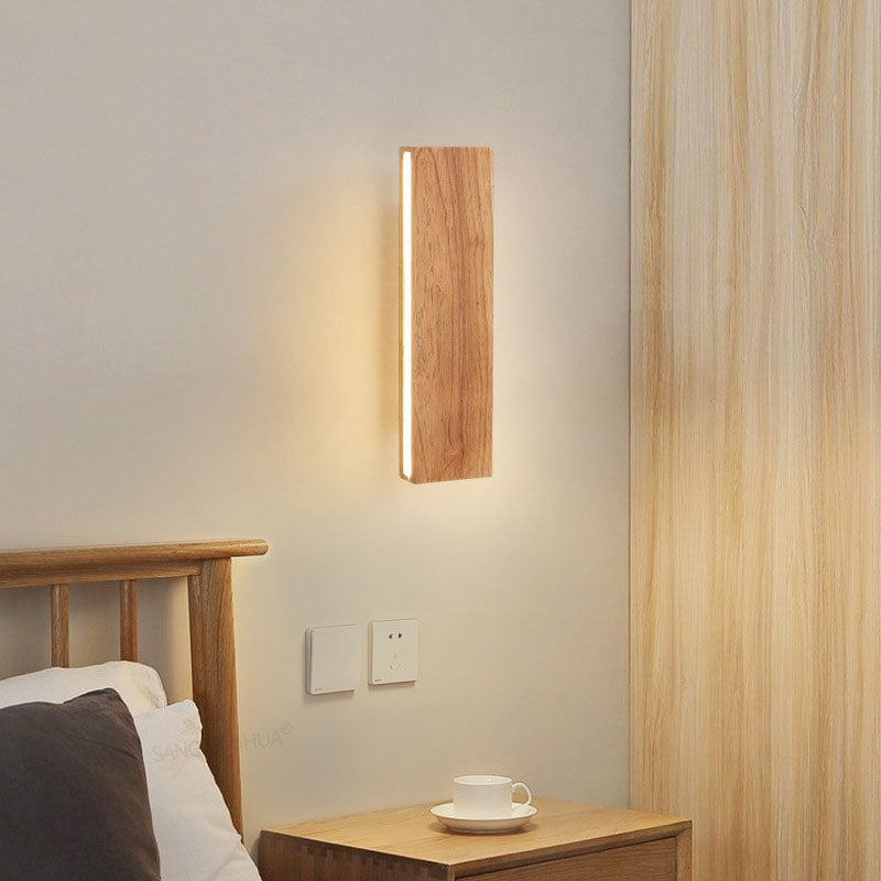 Minimalist Wood Wall Sconce | Rotatable LED Bar
