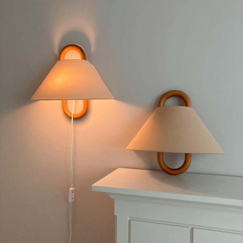 Pleated Solid Wood Half-Moon Wall Sconce