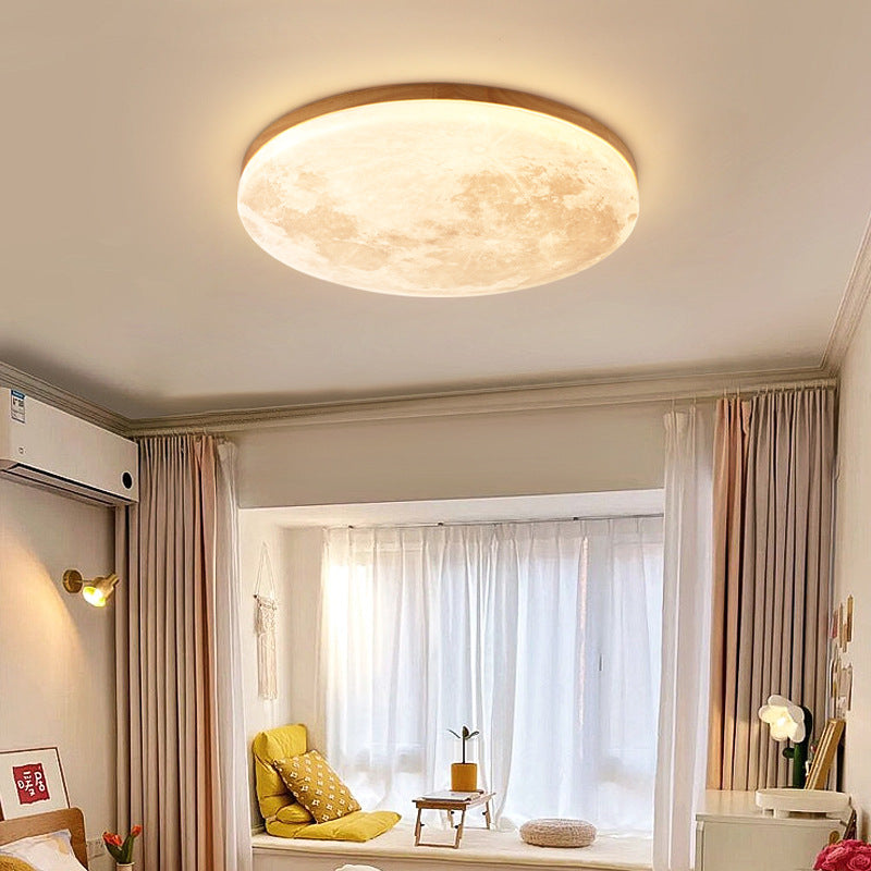 Moon-Style Round LED Flush Mount Ceiling Light