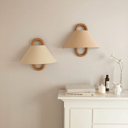 Pleated Solid Wood Half-Moon Wall Sconce