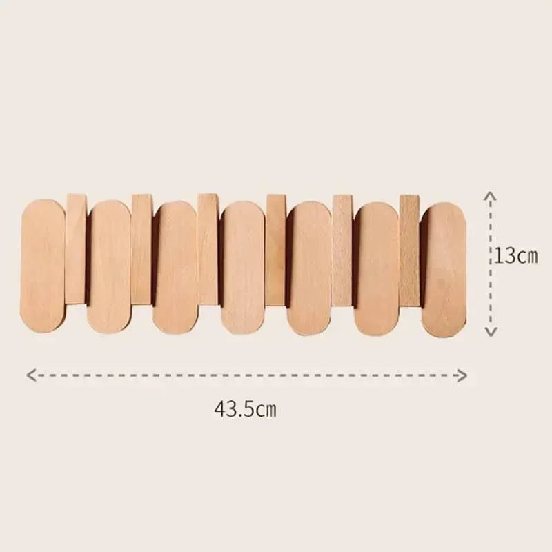 Slatted Wood Wall Coat Rack