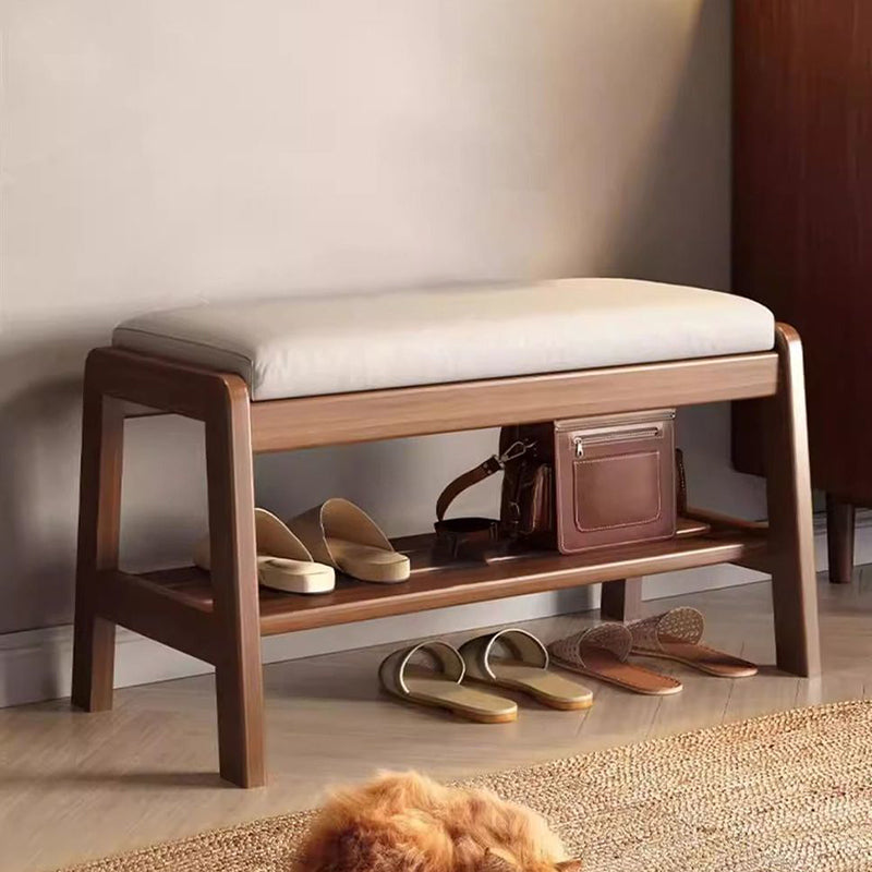 Shoe Bench with Shelf Solid Wood
