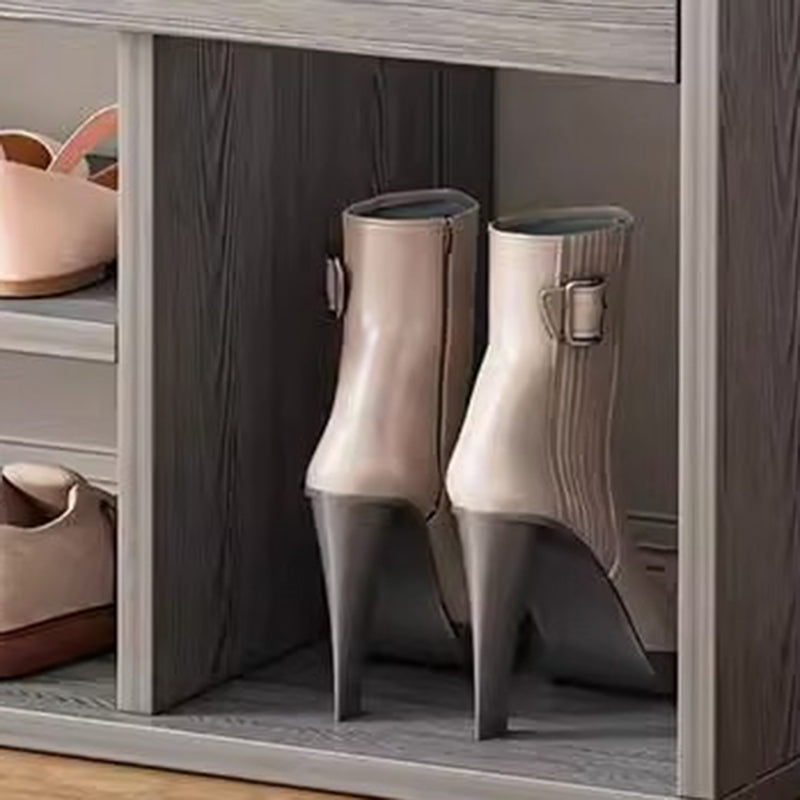 Shoe Storage Bench 3 Tier PU Leather Wood