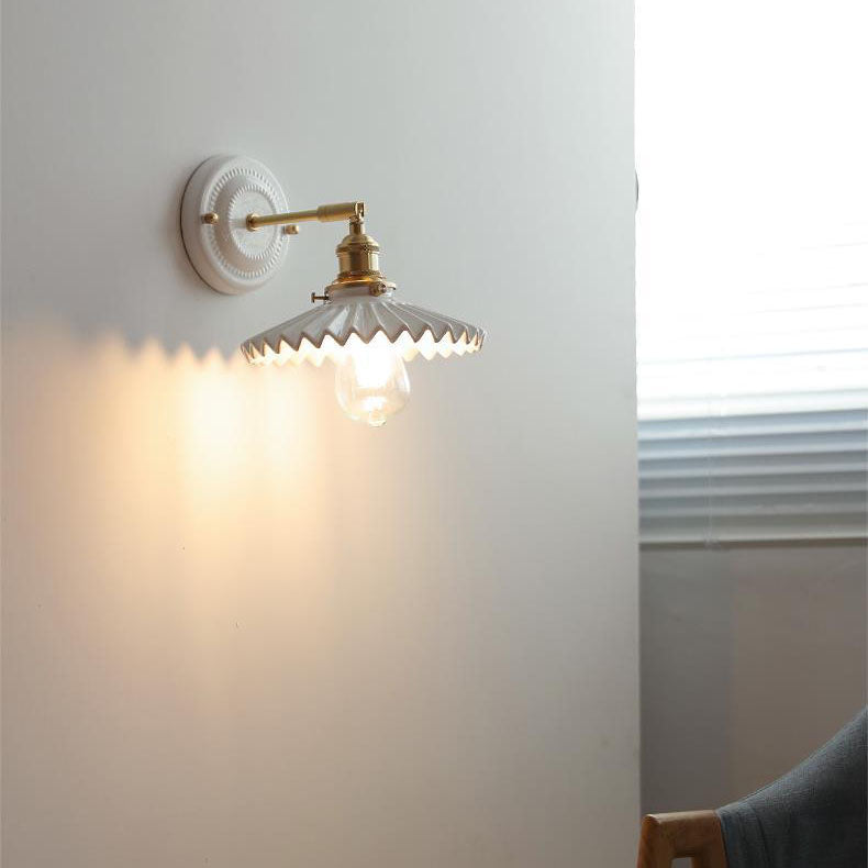 Japanese Ceramic Brass Wall Sconce