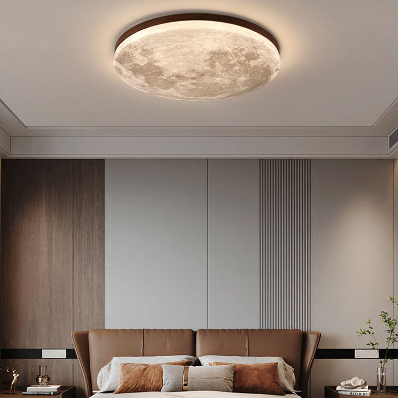 Moon-Style Round LED Flush Mount Ceiling Light