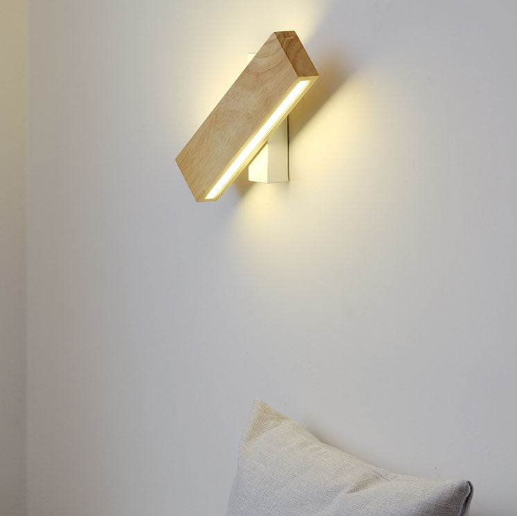 Minimalist Wood Wall Sconce | Rotatable LED Bar