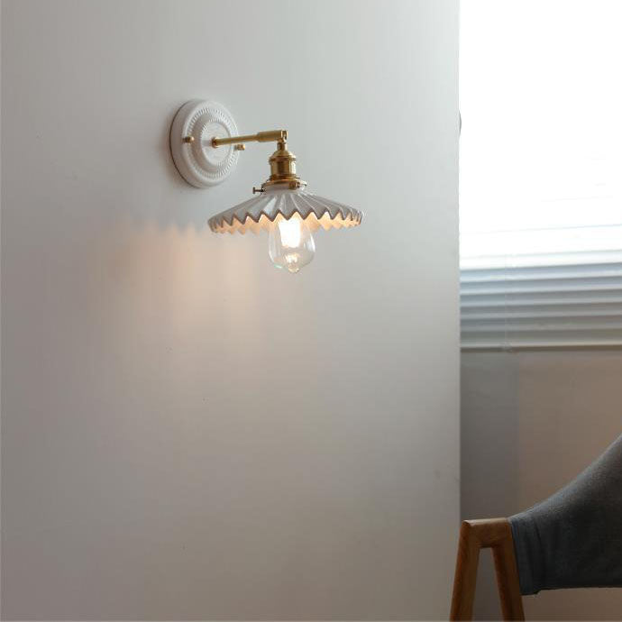 Japanese Ceramic Brass Wall Sconce