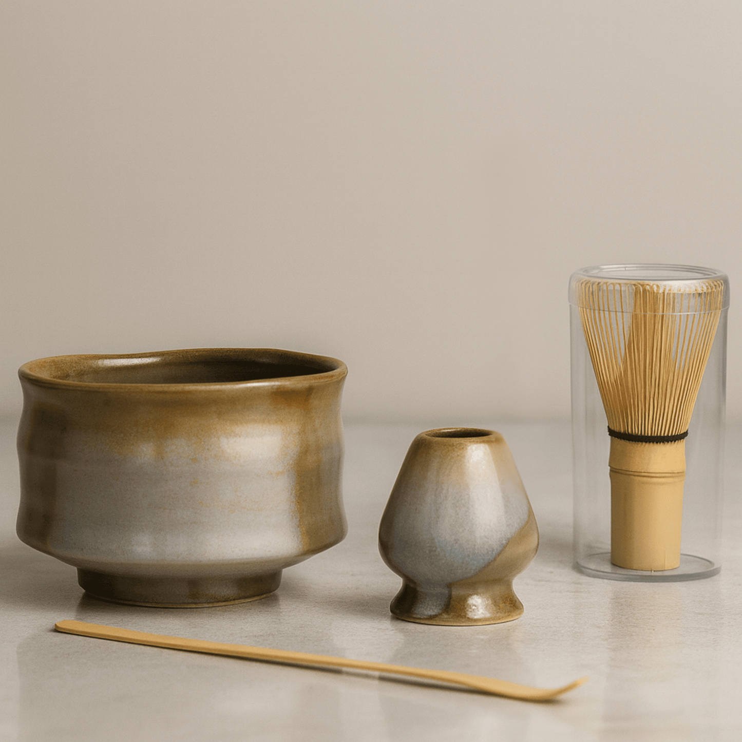 Natural Ceramic Matcha Tea 4-Piece Set