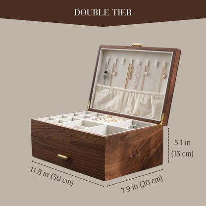 Walnut Jewelry Box with Necklace Organizer