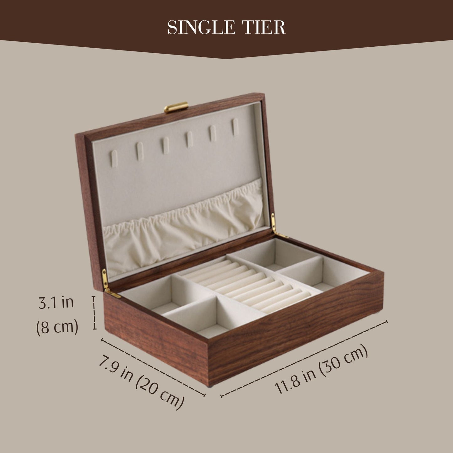 Walnut Jewelry Box with Necklace Organizer