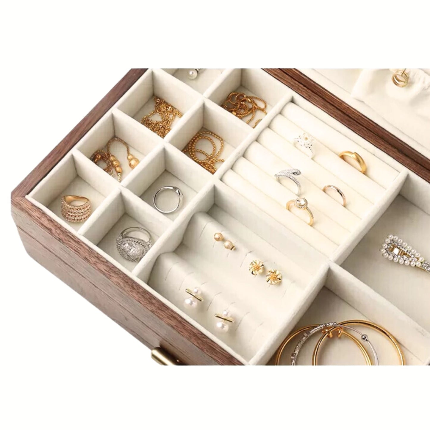 Walnut Jewelry Box with Necklace Organizer