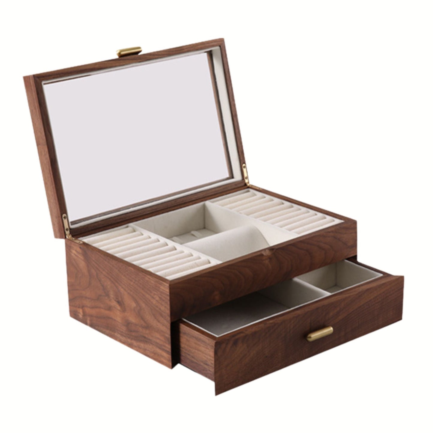 Walnut Jewelry Box with Necklace Organizer