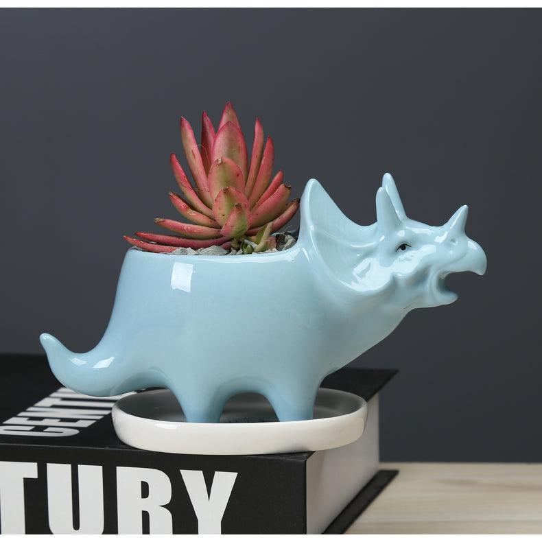 Dinosaur Succulent Planter Pot with Drainage Tray