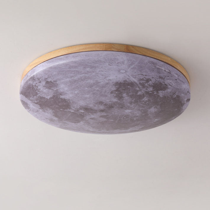 Moon-Style Round LED Flush Mount Ceiling Light