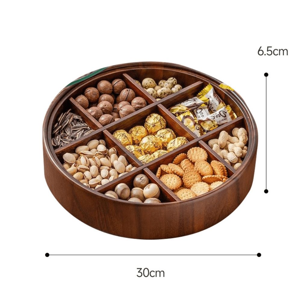 Round Charcuterie Board | Bamboo 9 Compartment Spinner