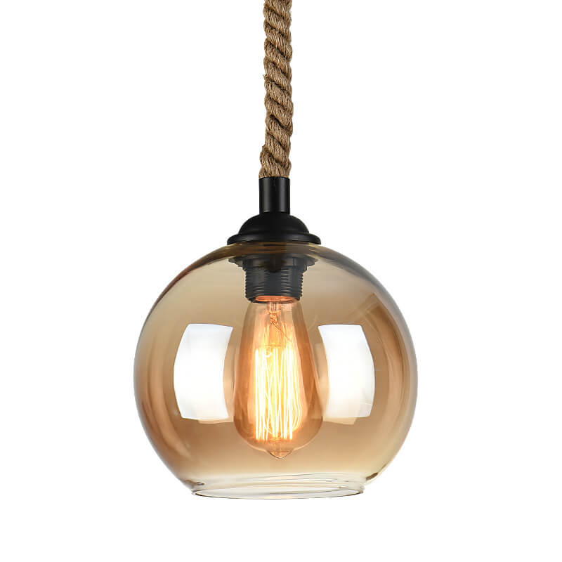 Glass Globe Rope Pendant Light