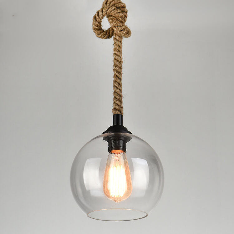 Glass Globe Rope Pendant Light
