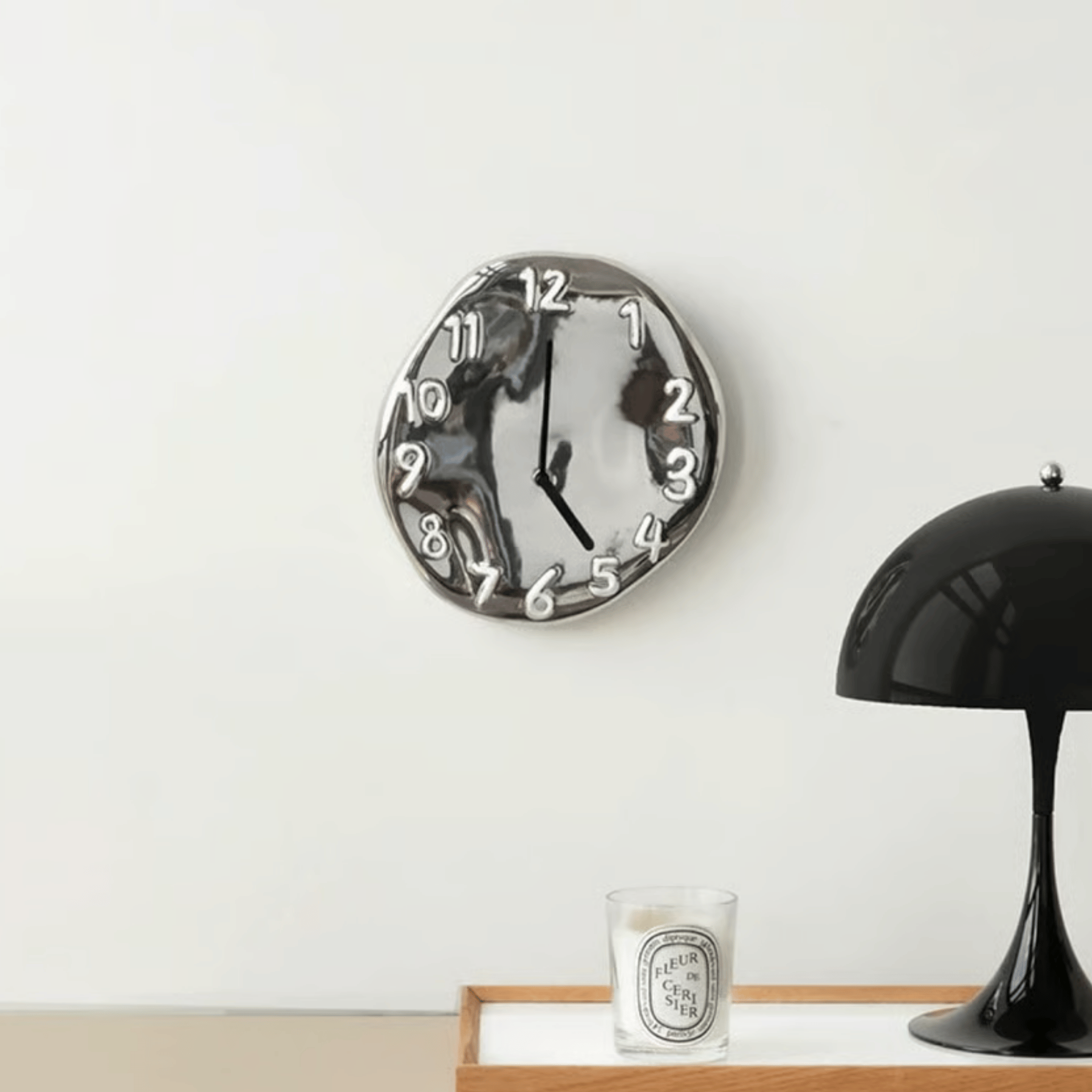 Distorted Numeral Art Wall Clock