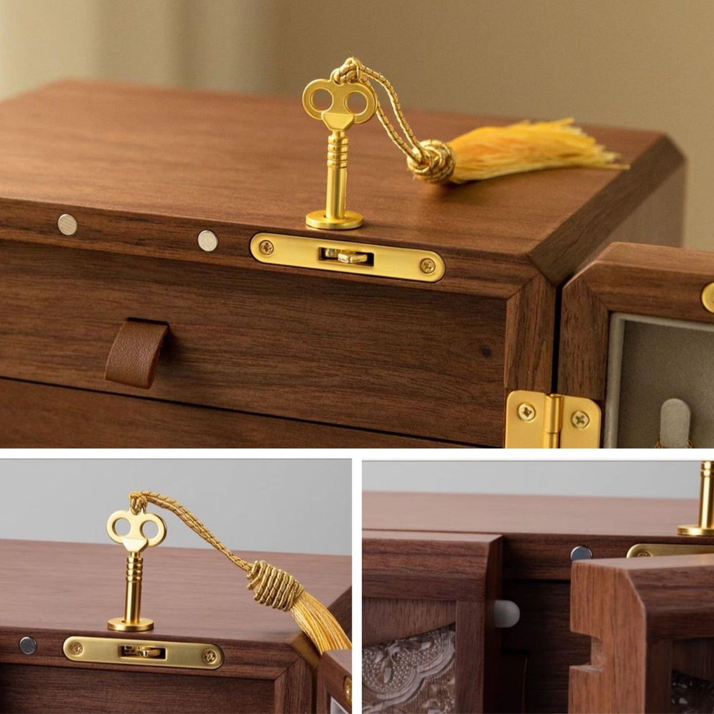 Lockable Wooden Jewelry Storage Cabinet
