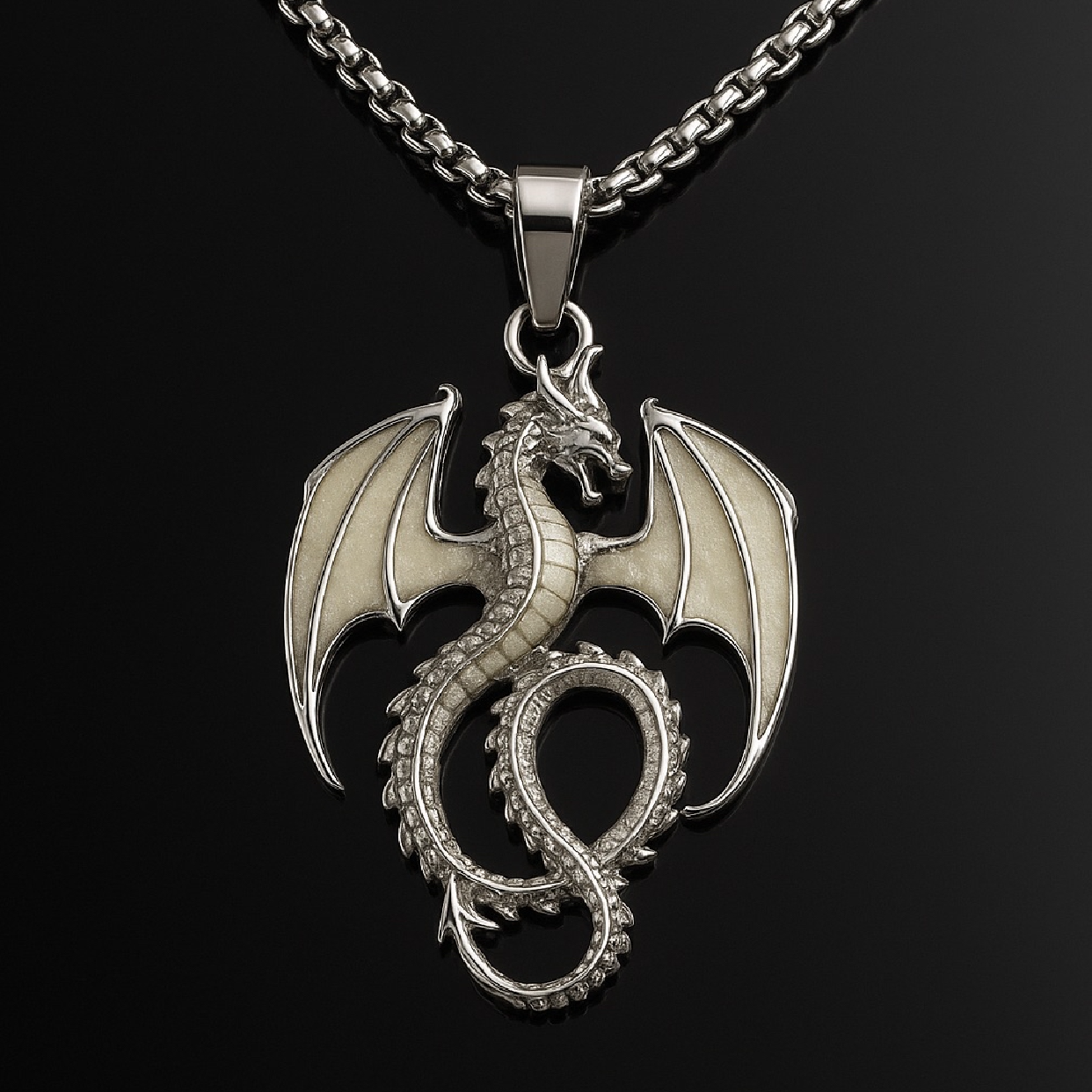 Skyflame Crest - Nightglyphs Luminescent Dragon Necklace
