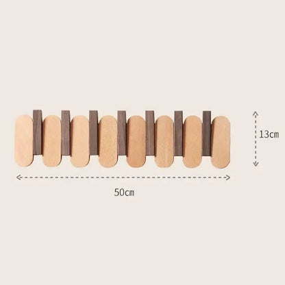 Slatted Wood Wall Coat Rack