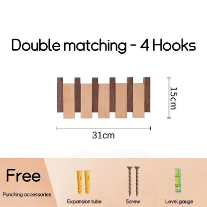 Horizontal Wood Wall Hook Rack