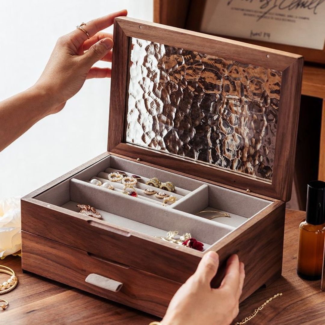 Walnut and Cherry Wood Storage Box