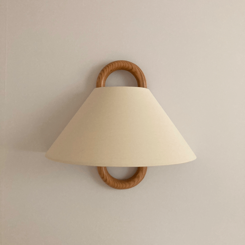 Pleated Solid Wood Half-Moon Wall Sconce