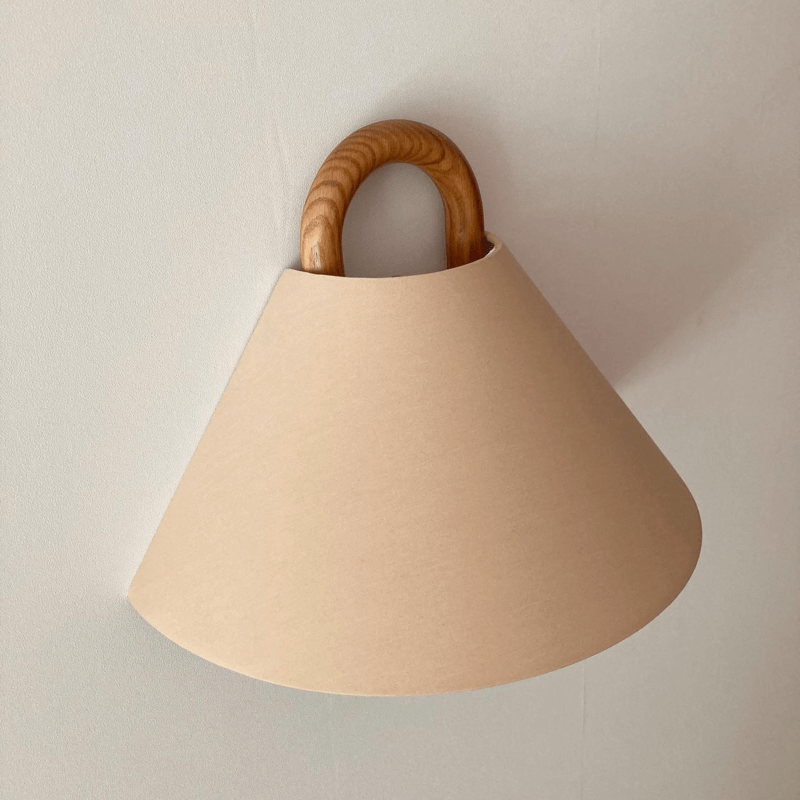 Pleated Solid Wood Half-Moon Wall Sconce