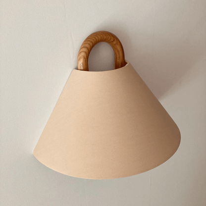 Pleated Solid Wood Half-Moon Wall Sconce