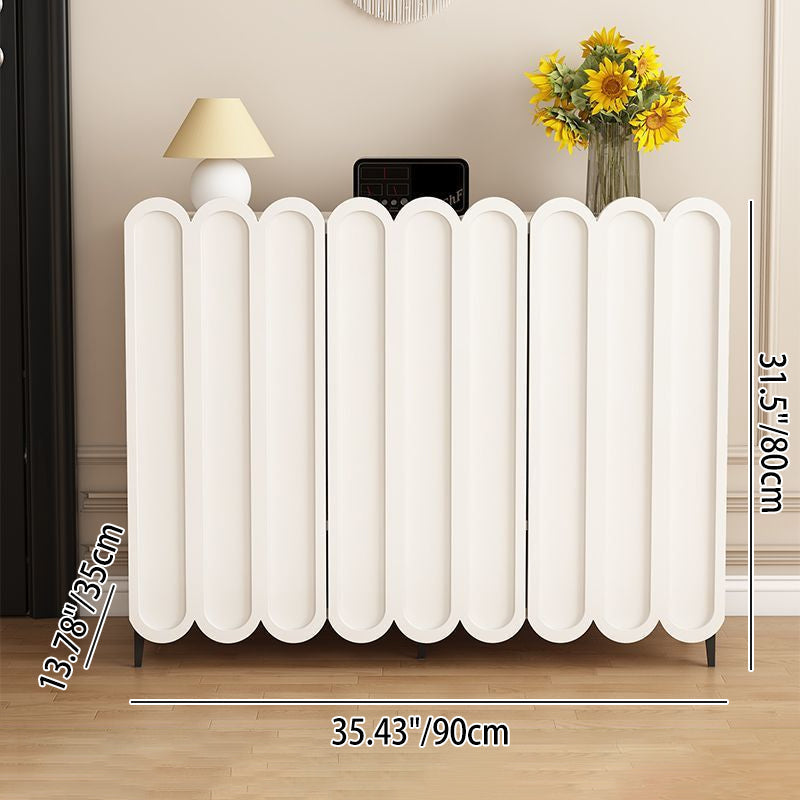 Scalloped Front Shoe Cabinet 4 Tier Wood Metal